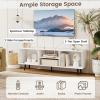 imageGiantex White TV Stand for TVs up to 55quot 475quot Small Entertainment Center with Storage Open Shelves ampamp 5 HeavyDuty Metal Legs Wood Media Console Table for Living Room BedroomWhite