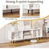 imageGiantex White TV Stand for TVs up to 55quot 475quot Small Entertainment Center with Storage Open Shelves ampamp 5 HeavyDuty Metal Legs Wood Media Console Table for Living Room BedroomWhite