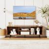 imageGiantex White TV Stand for TVs up to 55quot 475quot Small Entertainment Center with Storage Open Shelves ampamp 5 HeavyDuty Metal Legs Wood Media Console Table for Living Room BedroomRustic Brown