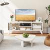 imageGiantex White TV Stand for TVs up to 55quot 4Cubby Modern Entertainment Center with Open Storage Shelves Wood Media Console Table for Living Room Bedroom