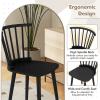 imageGiantex Windsor Dining Chairs Set of 2 Black Wooden Kitchen Chair American Country Dining Chairs wRubber Wood Frame ampamp High Spindle Back Farmhouse Armless Side Chair for Home Living RoomBlack