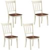 imageGiantex Wood Dining Chairs Set of 2 Armless Kitchen Chairs wSolid Rubber Wood Frame Easy to Assemble Dining Side Chair Farmhouse Dining Room ChairsIvorybrown