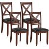 imageGiantex Wood Dining Chairs Set of 2 Faux Leather Upholstered Dining Chairs with Rubber Wood Legs Vintage Kitchen Chair wPadded Seat Max Load 355 Lbs Farmhouse Armless Wooden Dining Room ChairChesnut