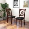 imageGiantex Wood Dining Chairs Set of 2 Faux Leather Upholstered Kitchen Chairs with Rubber Wood Legs Padded Seat Max Load 355 Lbs Farmhouse Armless Wooden Dining Room ChairChesnut  Black