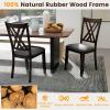 imageGiantex Wood Dining Chairs Set of 2 Faux Leather Upholstered Kitchen Chairs with Rubber Wood Legs Padded Seat Max Load 355 Lbs Farmhouse Armless Wooden Dining Room ChairDark Gray