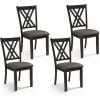 imageGiantex Wood Dining Chairs Set of 2 Faux Leather Upholstered Kitchen Chairs with Rubber Wood Legs Padded Seat Max Load 355 Lbs Farmhouse Armless Wooden Dining Room ChairDark Gray