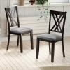 imageGiantex Wood Dining Chairs Set of 2 Faux Leather Upholstered Kitchen Chairs with Rubber Wood Legs Padded Seat Max Load 355 Lbs Farmhouse Armless Wooden Dining Room ChairDark Gray