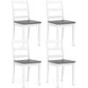 imageGiantex Wood Dining Chairs Set of 2 White  Wooden Armless Kitchen Chairs with Solid Rubber Wood Legs NonSlip Foot Pads Max Load 400 Lbs Farmhouse Style High Ladder Back Dining Room ChairsWhitegray
