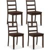 imageGiantex Wood Dining Chairs Set of 2 White  Wooden Armless Kitchen Chairs with Solid Rubber Wood Legs NonSlip Foot Pads Max Load 400 Lbs Farmhouse Style High Ladder Back Dining Room ChairsWalnut