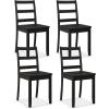 imageGiantex Wood Dining Chairs Set of 2 White  Wooden Armless Kitchen Chairs with Solid Rubber Wood Legs NonSlip Foot Pads Max Load 400 Lbs Farmhouse Style High Ladder Back Dining Room ChairsBlack