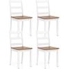 imageGiantex Wood Dining Chairs Set of 2 White  Wooden Armless Kitchen Chairs with Solid Rubber Wood Legs NonSlip Foot Pads Max Load 400 Lbs Farmhouse Style High Ladder Back Dining Room ChairsWhitebrown