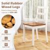 imageGiantex Wood Dining Chairs Set of 2 White  Wooden Armless Kitchen Chairs with Solid Rubber Wood Legs NonSlip Foot Pads Max Load 400 Lbs Farmhouse Style High Ladder Back Dining Room ChairsWhitebrown
