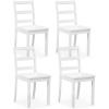 imageGiantex Wood Dining Chairs Set of 2 White  Wooden Armless Kitchen Chairs with Solid Rubber Wood Legs NonSlip Foot Pads Max Load 400 Lbs Farmhouse Style High Ladder Back Dining Room ChairsWhite