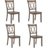 imageGiantex Wood Dining Chairs Set of 2 White Armless Kitchen Chair wRubber Wood Frame Cross Back Contoured Seat Farmhouse Wooden Side Chair High Back Kitchen Chairs for Home Dining RoomBrown