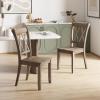 imageGiantex Wood Dining Chairs Set of 2 White Armless Kitchen Chair wRubber Wood Frame Cross Back Contoured Seat Farmhouse Wooden Side Chair High Back Kitchen Chairs for Home Dining RoomBrown