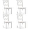 imageGiantex Wood Dining Chairs Set of 2 White Armless Kitchen Chair wRubber Wood Frame Cross Back Contoured Seat Farmhouse Wooden Side Chair High Back Kitchen Chairs for Home Dining RoomWhite