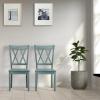 imageGiantex Wood Dining Chairs Set of 2 White Armless Kitchen Chair wRubber Wood Frame Cross Back Contoured Seat Farmhouse Wooden Side Chair High Back Kitchen Chairs for Home Dining RoomAntique Sage Green
