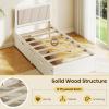 imageGiantex Wood Twin Bed with 2 Storage Drawers Solid Wood Platform Bed with Upholstered Headboard Wooden Slats Support Twin Bed Frames for Kids Teens Adults No Box Spring Needed White ampamp Beige