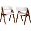 imageGiantex Wooden Dining Chairs Set of 2 Modern Sherpa Upholstered Kitchen Chair wArmrests Rubber Wood Legs Padded Seat ampamp Curved Open Back Farmhouse Side Chairs for Home Living RoomWhitewalnut