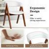 imageGiantex Wooden Dining Chairs Set of 2 Modern Sherpa Upholstered Kitchen Chair wArmrests Rubber Wood Legs Padded Seat ampamp Curved Open Back Farmhouse Side Chairs for Home Living RoomWhitewalnut