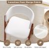 imageGiantex Wooden Dining Chairs Set of 2 Modern Sherpa Upholstered Kitchen Chair wArmrests Rubber Wood Legs Padded Seat ampamp Curved Open Back Farmhouse Side Chairs for Home Living RoomWhitewalnut
