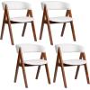 imageGiantex Wooden Dining Chairs Set of 2 Modern Sherpa Upholstered Kitchen Chair wArmrests Rubber Wood Legs Padded Seat ampamp Curved Open Back Farmhouse Side Chairs for Home Living RoomWhitewalnut