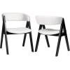 imageGiantex Wooden Dining Chairs Set of 2 Modern Sherpa Upholstered Kitchen Chair wArmrests Rubber Wood Legs Padded Seat ampamp Curved Open Back Farmhouse Side Chairs for Home Living RoomWhiteblack