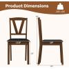 imageGiantex Wooden Dining Chairs Set of 2 PU Leather Upholstered Kitchen Armless Chairs wVShapd Backrest Rubber Wood Frame Comfy Padded Seat MidCentury Accent Furniture for Dining Living RoomBrownblack