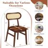 imageGiantex Wooden Dining Chairs Set of 2 PU Leather Upholstered Kitchen Chairs wBreathable Mesh Cane Backrest Rubber Wood Frame Padded Seat Farmhouse Armless Side Chairs for Dining Room CoffeeCoffee