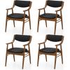 imageGiantex Wooden Dining Chairs Set of 2 PU Leather Upholstered Kitchen Chairs wPadded Seat ampamp Back Rubber Wood Frame Comfy Modern Armchairs MidCentury Side Chairs for Home Living RoomWalnutblack