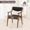 imageGiantex Wooden Dining Chairs Set of 2 PU Leather Upholstered Kitchen Chairs wPadded Seat ampamp Back Rubber Wood Frame Comfy Modern Armchairs MidCentury Side Chairs for Home Living RoomWalnutblack