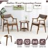 imageGiantex Wooden Dining Chairs Set of 2 PU Leather Upholstered Kitchen Chairs wPadded Seat ampamp Back Rubber Wood Frame Comfy Modern Armchairs MidCentury Side Chairs for Home Living RoomWalnutbrown