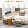 imageGiantex Woven Laundry Basket 24quot20quot16quot Set of 3 Stackable Storage Baskets with Handles Large Oval Kans Grass Woven Baskets Laundry Hamper for Throw Blanket Clothes Living Room Bedroom