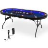 imageGiantex 10 Players Poker Table with Cup Holder Folding Casino Leisure Table with 4 USB Ports Extra Lights Easy to Assemble Foldable Game Poker Tables for Texas Card Games BlueBlue