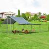 imageGiantex 185ft Large Metal Chicken Coop Walkin Chicken Coops Hen Run House Shade Cage with Waterproof and Sun Protection Cover for Outdoor Backyard Farm Use Poultry Cage 185 x 92 ft FlatHalf Spire