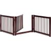 imageGiantex 24 inch Configurable Dog Gate with Door Wooden Dog Gate with Walk Through Door 3 Panels Folding Fence for Stairs Doorways Halls Cherry Brown