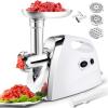 imageGiantex 2800W Electric Meat Grinder Sausage Stuffer Maker Stainless Cutting Blade Plates 3 Sausage Kit Reverse for Home Kitchen Commercial Using 38 HP Meat Mincer Sausage Grinder