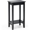 imageGiantex 2Tier End Table Tall Nightstand Simple Design Sofa Bedside Table with Versatile Shelf and Wooden Legs for Small Spaces Living Room Study Bedroom Narrow Telephone Table WhiteBlack