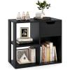 imageGiantex 3 Cube Bookcase with Drawer 2 Tier Bookshelf for Small Spaces Modern Freestanding Display Rack with Open Shelves Book Case Wood Cube Storage Organizer Bedroom Living Room BlackBlack