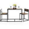 imageGiantex 3 Piece Dining Set Industrial Dining Table with 2 Chairs Small Kitchen Table Set with Metal Frame Compact Bistro Table Set Pub Breakfast Table for Small Space Apartment Antique