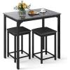 imageGiantex 3Piece Dining Table Set for 2 Bar Table with Counter Height Faux Marble Tabletop Metal Frame 330Lbs Bar Stools Space Saving Dinette Set for Kitchen Pub Small Apartment Living RoomBlack