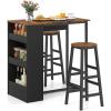 imageGiantex 3Pieces Bar Table Set Rectangular Dining Table and 2 Chairs with Storage Shelves Kitchen Set for Small Space Breakfast Nook Dinette Pub Restaurant Living Room Rustic Brown