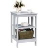 imageGiantex 3Tier Nightstand Modern Side Table with Storage Shelves and Reinforced Bars Versatile Bedside Tables Wooden End Table Night Stand for Bedroom Living Room Easy Assembly WhiteGrey