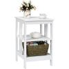 imageGiantex 3Tier Nightstand Modern Side Table with Storage Shelves and Reinforced Bars Versatile Bedside Tables Wooden End Table Night Stand for Bedroom Living Room Easy Assembly WhiteWhite