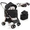 imageGiantex 3in1 Folding Dog Stroller Detachable Carrier Car Seat 4 Wheels Pet Travel Stroller with Adjustable Canopy Storage Basket for Small Medium Dogs Cats Puppy Black ampamp Rose GoldBlack  Rose Gold