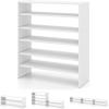 imageGiantex 3in1 Vertical Shoe Rack 6Tier Free Standing Shoe Storage Organizer wStackable Design for 18 Pairs 31 Inch Wide Wood Shoe Shelf for Closet Entryway Living Room Office WhiteWhite