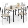 imageGiantex 47inches Dining Table Set for 4 Rectangular Kitchen Table with 4 Dining Chairs Metal Frame 5Piece SpaceSaving Dinette Set for Small Space Dinner Breakfast Nook Apartment NaturalBeech