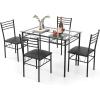 imageGiantex 47inches Dining Table Set for 4 Rectangular Kitchen Table with 4 Dining Chairs Metal Frame 5Piece SpaceSaving Dinette Set for Small Space Dinner Breakfast Nook Apartment NaturalBlack