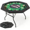 imageGiantex 48quot Poker Table Foldable  8 Player Octagon Texas Holdem Poker Tables w 8 Cup Holders CasinoGrade Felt Surface Padded Rails Portable Folding Card Game Table for Blackjack GreenBlackGreenblack