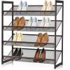 imageGiantex 4Tier Metal Shoe Rack Shoe Storage Organizer with Adjustable Angled or Flat Mesh Shelf for 12 to 16 Pairs of Shoes Freestanding Shoe Shelf for Bedroom Entryway Closet Hallway4Tier